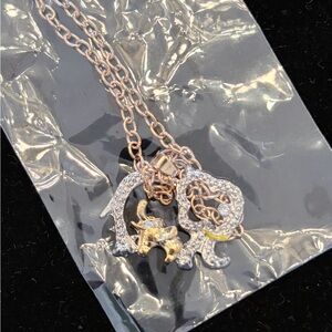Rose Gold, Gold and Silver tone Pendant Necklace